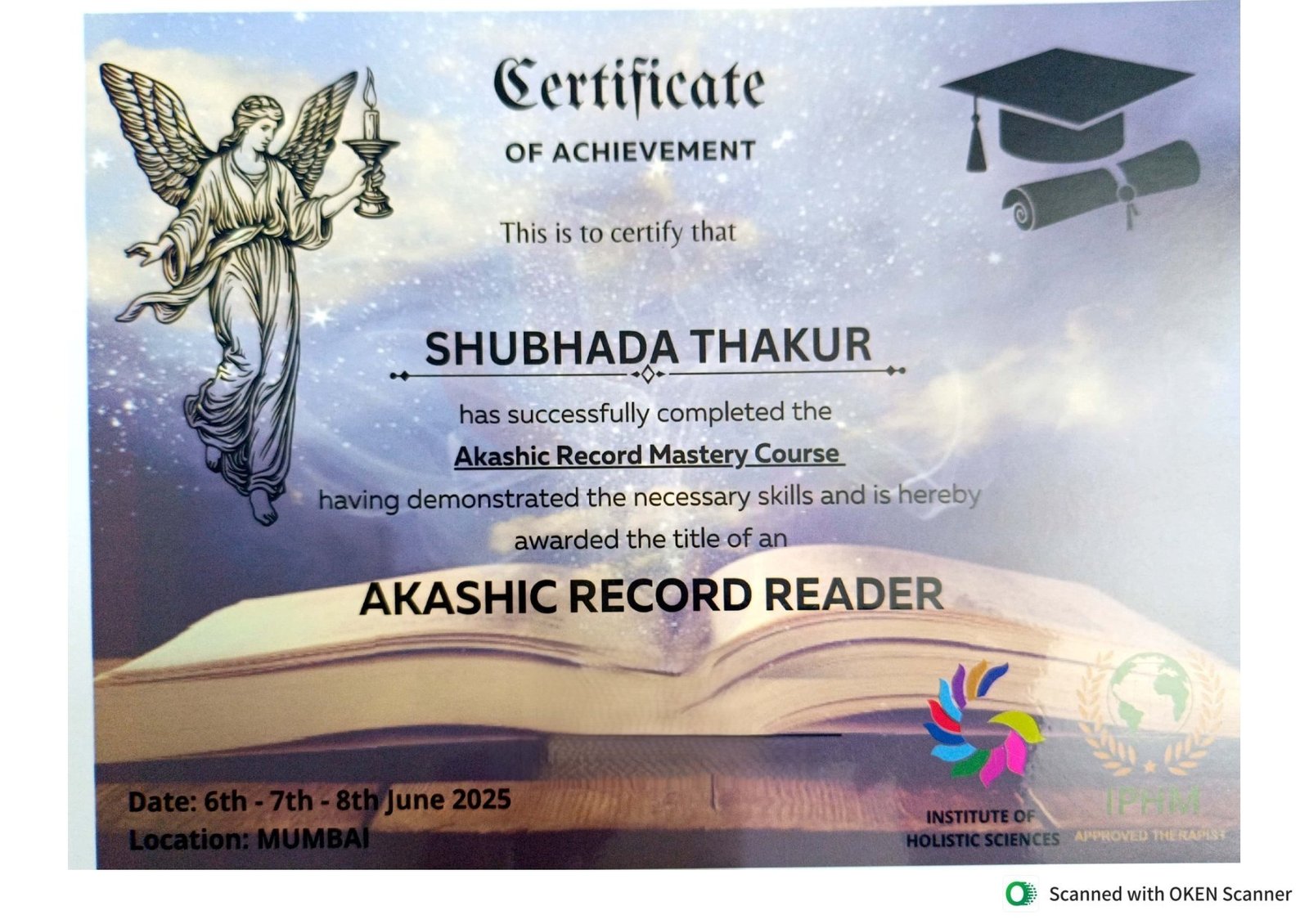 Akashic Record Reader Mastery certificate