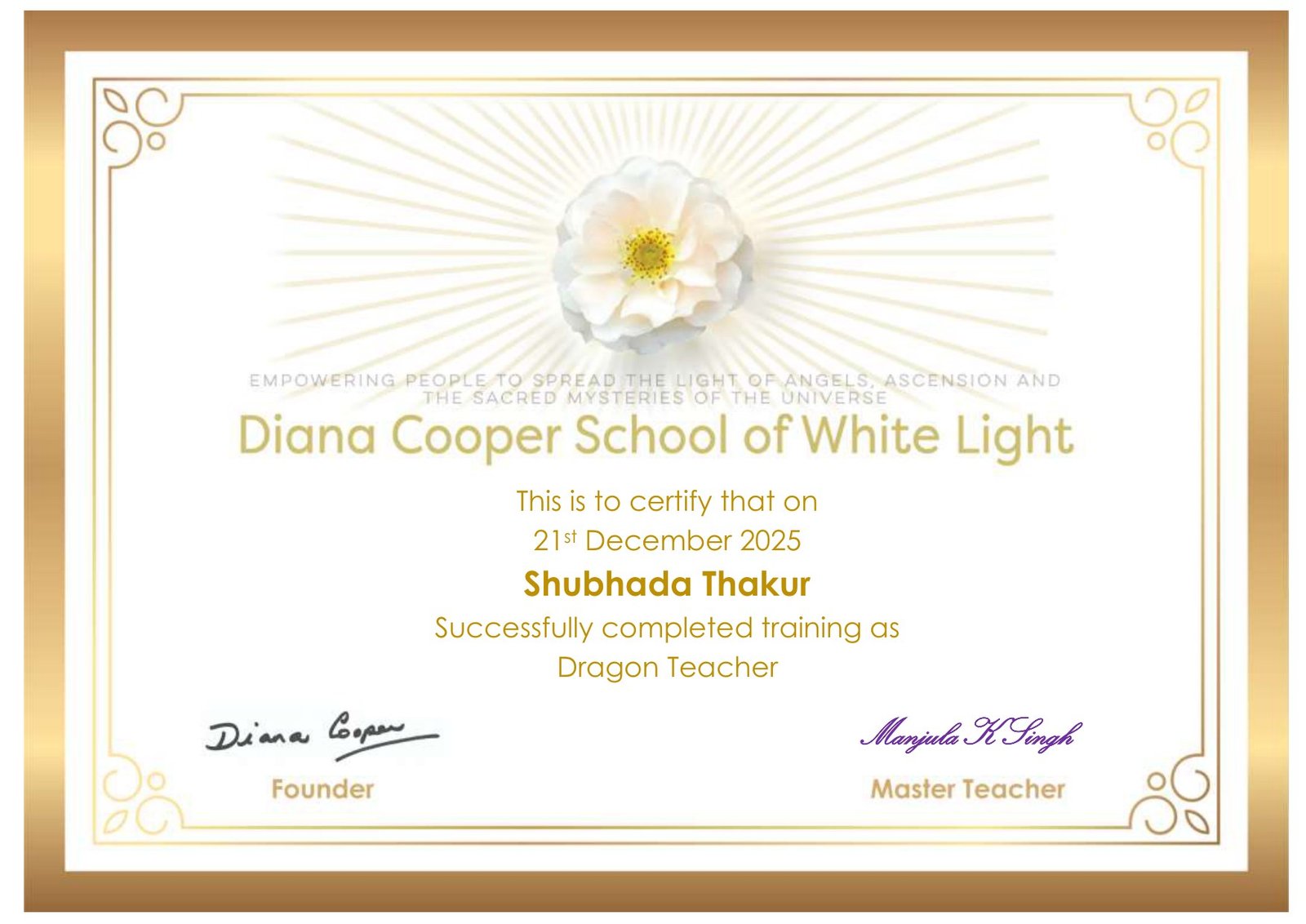 Dragon Healing Certificate