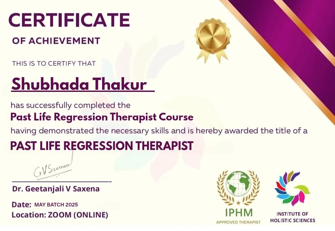 Past Life Regression Therapist certificate